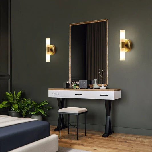 DecorBites™ Gold Brass Acrylic Wall Lamp with G9 Bulb for Bathroom and Bedroom Lighting