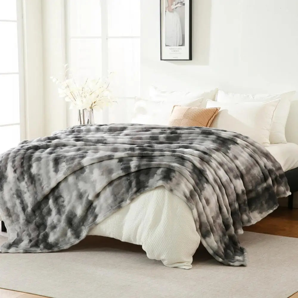 DecorBites™ Fuzzy Faux Fur Blanket - Soft & Cozy Reversible Throw for Sofa & Bed