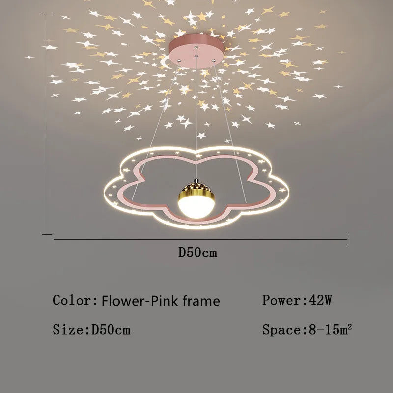 DecorBites™ Cloud Flower LED Chandelier: Kid's Bedroom Starry Sky Decorative Lighting Fixture