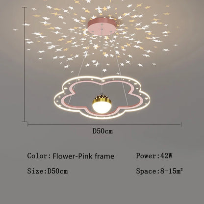 DecorBites™ Cloud Flower LED Chandelier: Kid's Bedroom Starry Sky Decorative Lighting Fixture