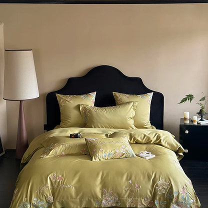 DecorBites™ Cotton Flowers Embroidery Bedding Set: Full Queen King Sizes