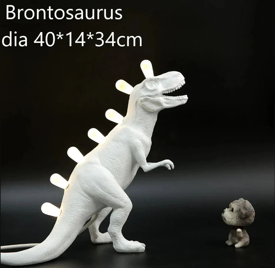 DecorBites™ Dino LED Desk Lamps - Jurassic Bedroom Bronto T-Rex Resin Dinosaur Home Decor Lighting