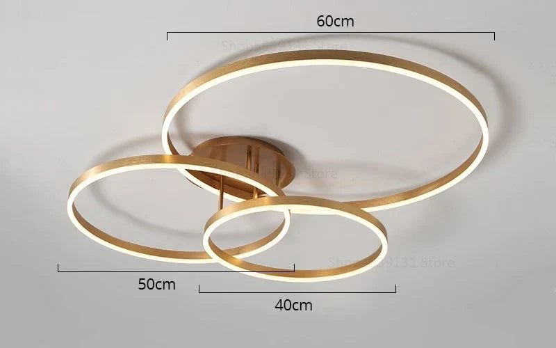 DecorBites™ Golden Coffee Round Circle LED Ceiling Light with Acrylic Lampshade - Creative Living Room Fixture