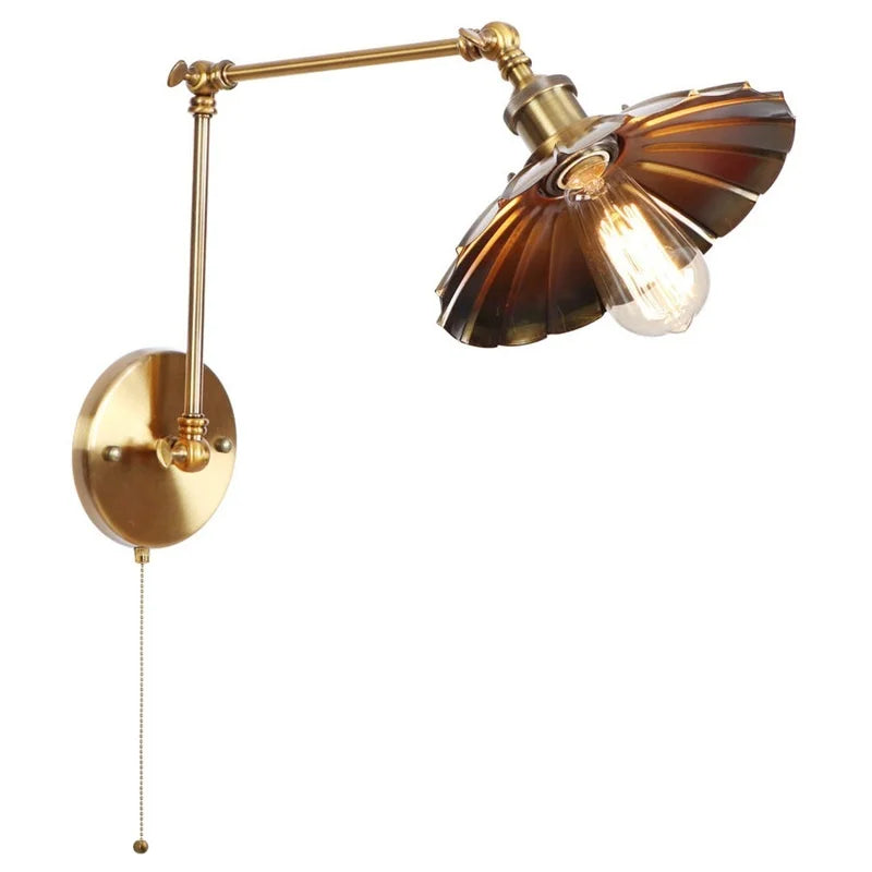 Gold Pull Chain Wall Lamp