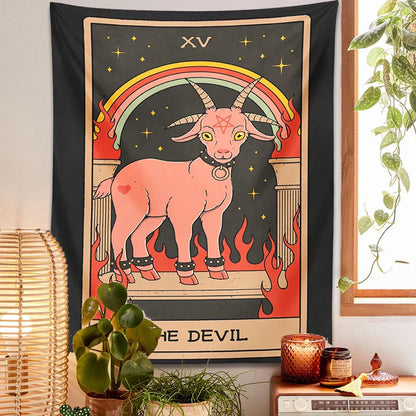 DecorBites™ Devil Tarot Goat Wall Hanging Tapestry - Home Decor Hippie Dorm Room