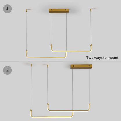 Modern Gold Linear LED Pendant Light