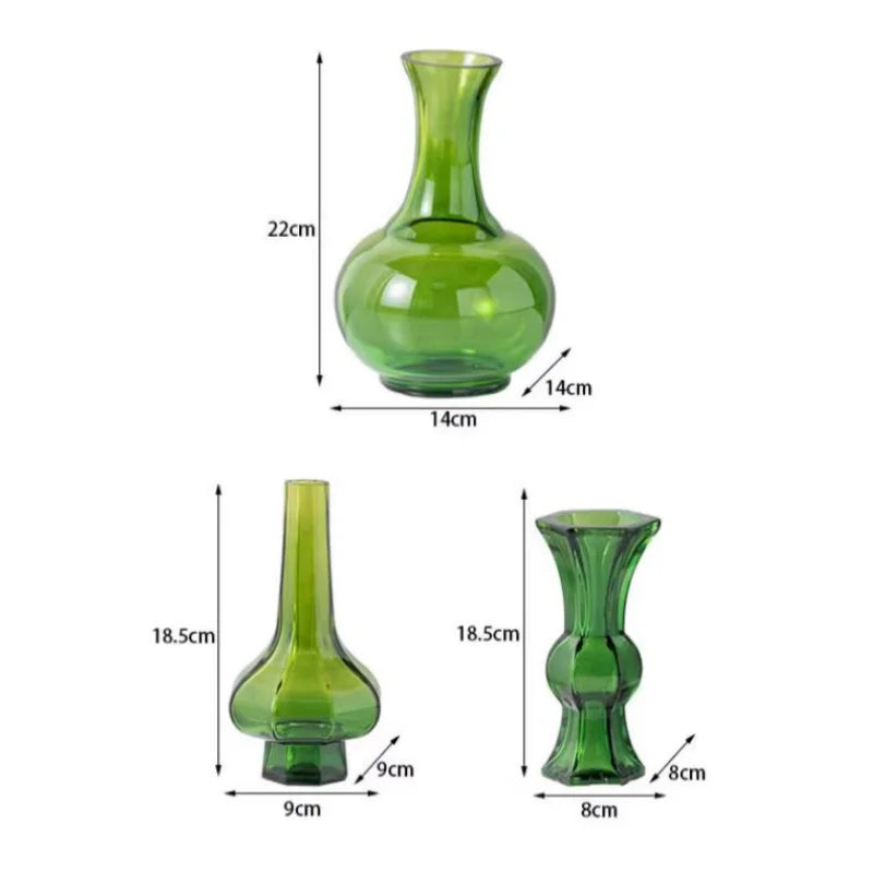 Green Glass Geometric Vase