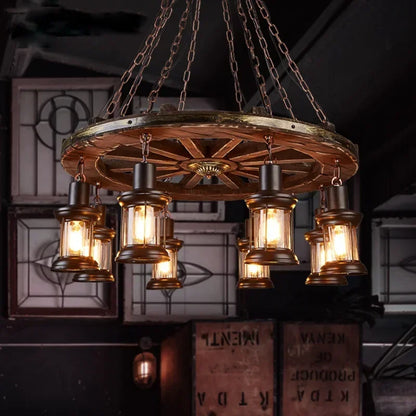 DecorBites™ Iron Wheel LED Pendant Lights - Industrial Metallic Lustre Hanging Lamps