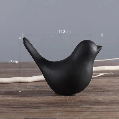 DecorBites™ Bird Figurine Set Nordic Ceramic Black White Table Sculptural Ornament