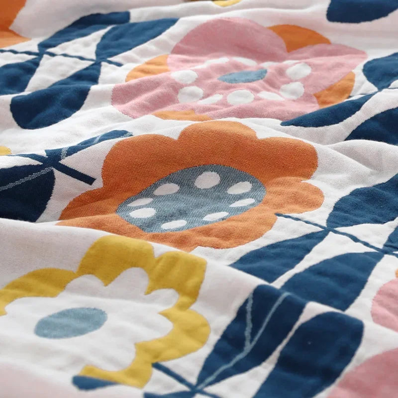 Cotton Gauze Flower Throw