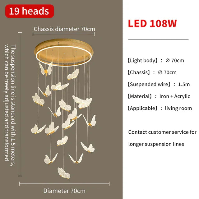 Gold LED Butterfly Pendant