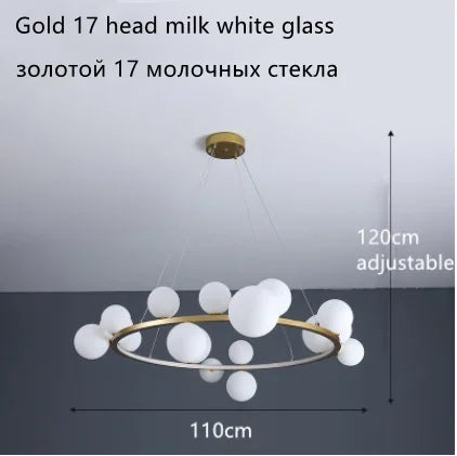 DecorBites™ Glass Ball LED Chandelier: Modern Nordic Style for Living, Dining, Kitchen, Study