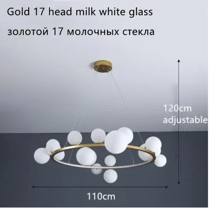 DecorBites™ Glass Ball LED Chandelier: Modern Nordic Style for Living, Dining, Kitchen, Study