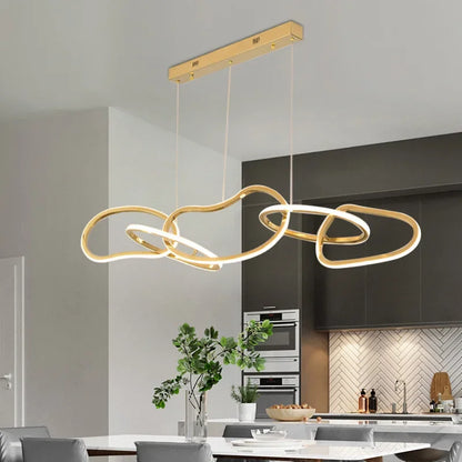 DecorBites™ Gold LED Ring Ceiling Chandelier: Modern Luxury for Bar, Hotel, Bedroom & Restaurant