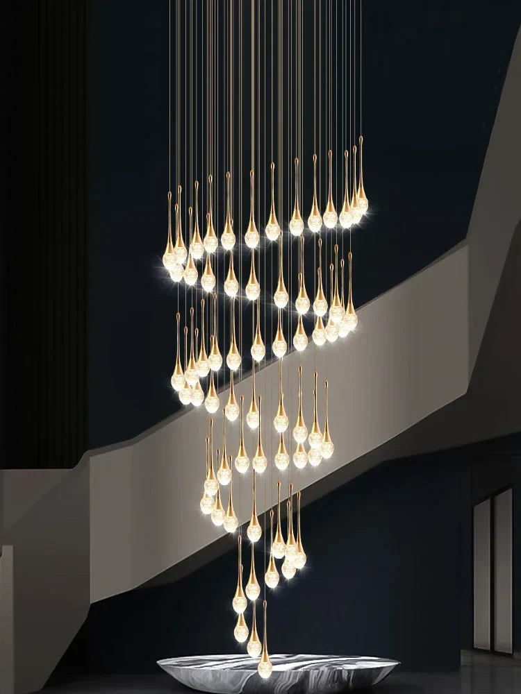 DecorBites™ Crystal Bubble Chandelier for Duplex Living Room, Rotating Staircase, Villa Lobby
