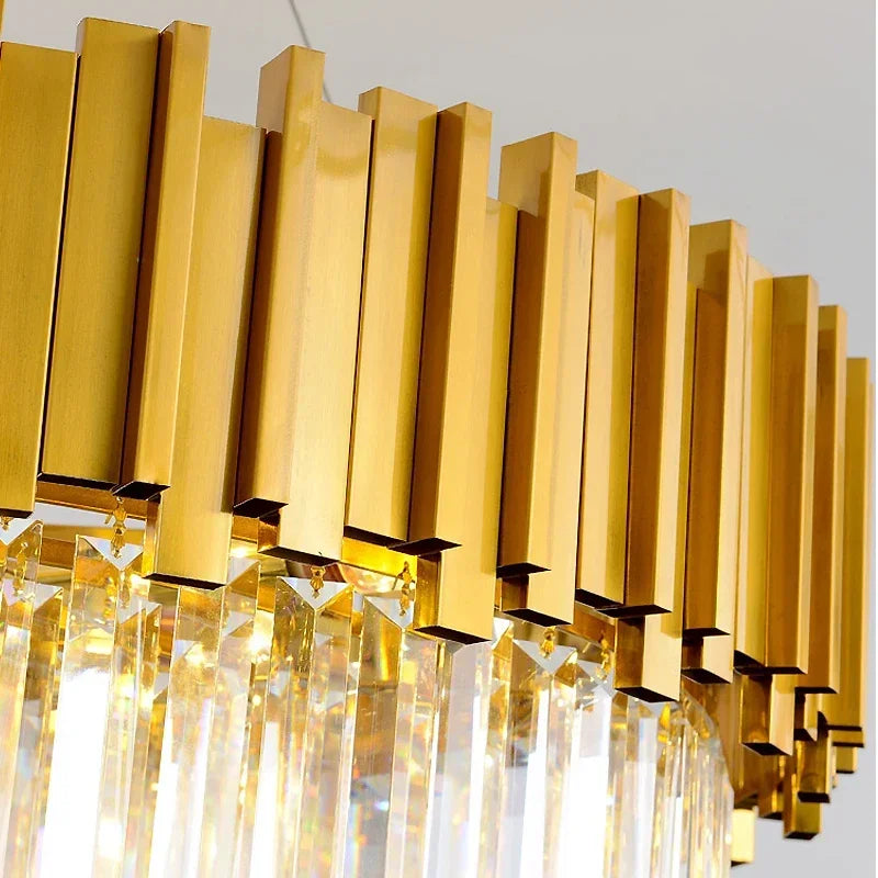 Golden Crystal LED Chandelier 72cm Hanging