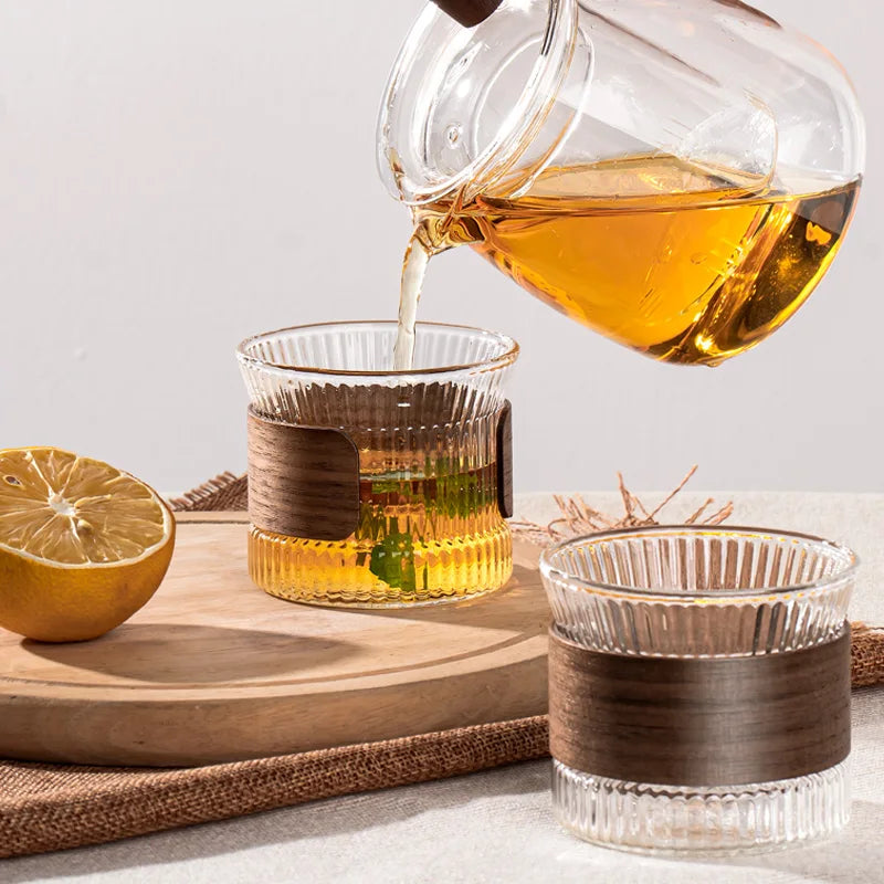 Glass Walnut Tea Cup Set 300ml Set Of 6