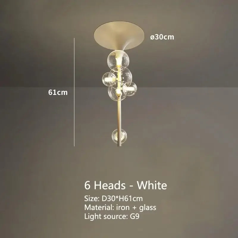 Clear Glass Bubble Chandelier 10-Head Design