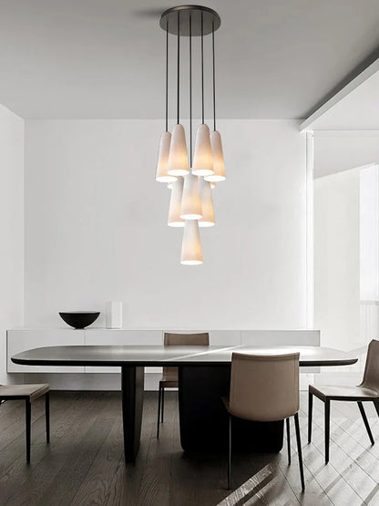 DecorBites™ Elegant White Glass Cup Chandeliers for Luxe Living Room