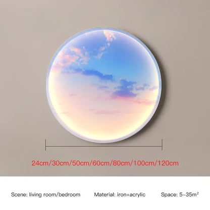 DecorBites™ Circular Ring Sky Blue White Cloud Wall Lamp for Living Room Baby Bedroom