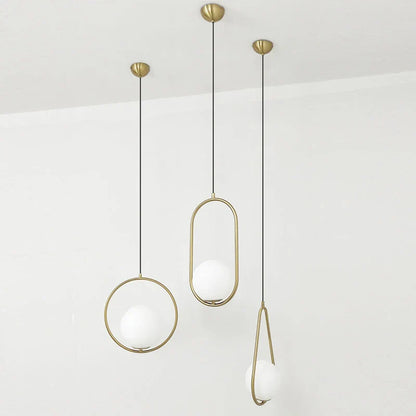 DecorBites™ Glass Ball Pendant Lamp: Elegant Dining Room Light Fixture, Gold Finish