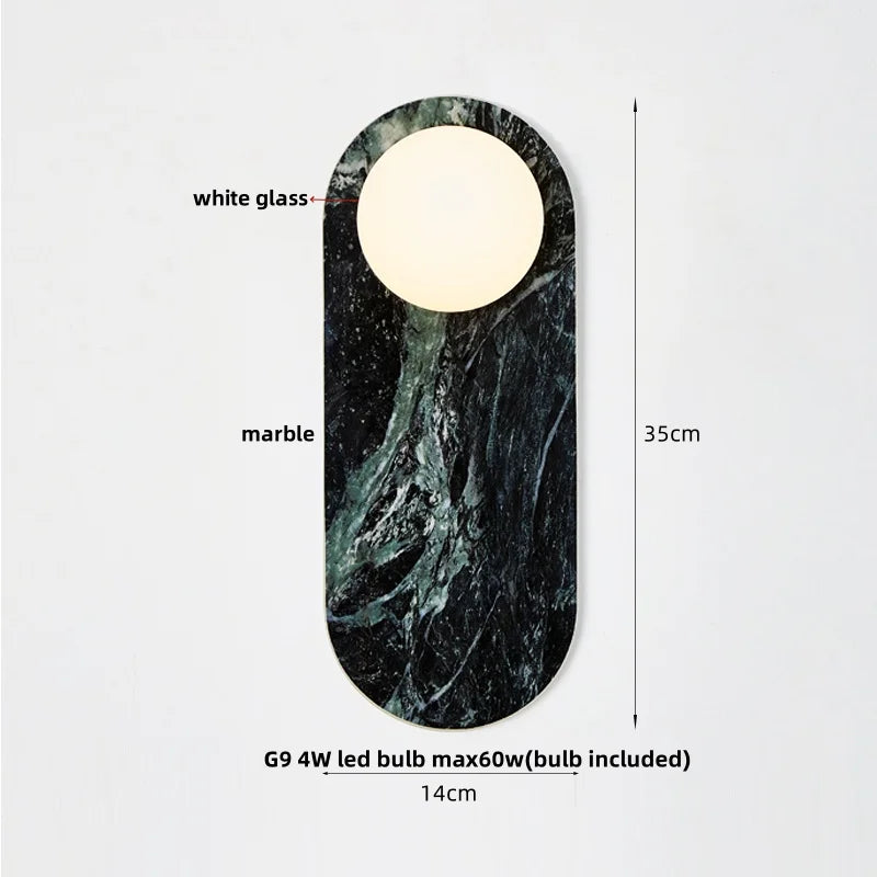 DecorBites™ Glass Globe LED Wall Lamp: Modern Nordic Stone Bathroom Mirror Light