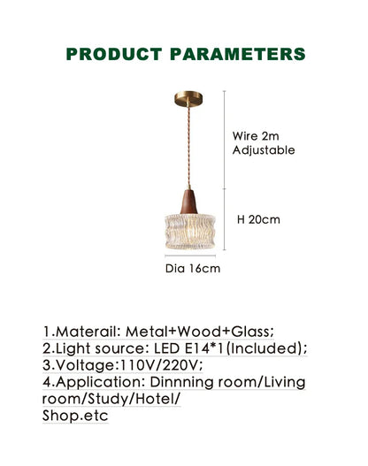 Nordic Wood and Glass Pendant Light