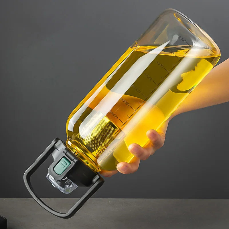 DecorBites™ Glass Cup with Handle | Double Drinking, Portable Tea Water Separation Mug