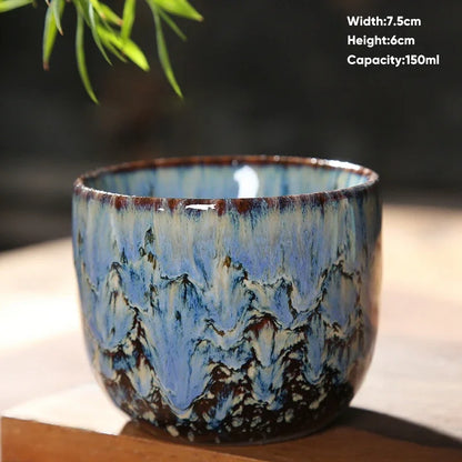 DecorBites™ Japanese Kiln Transformation Ceramic Tea Cup Espresso Coffee Mug Pottery Kung Fu Teacup