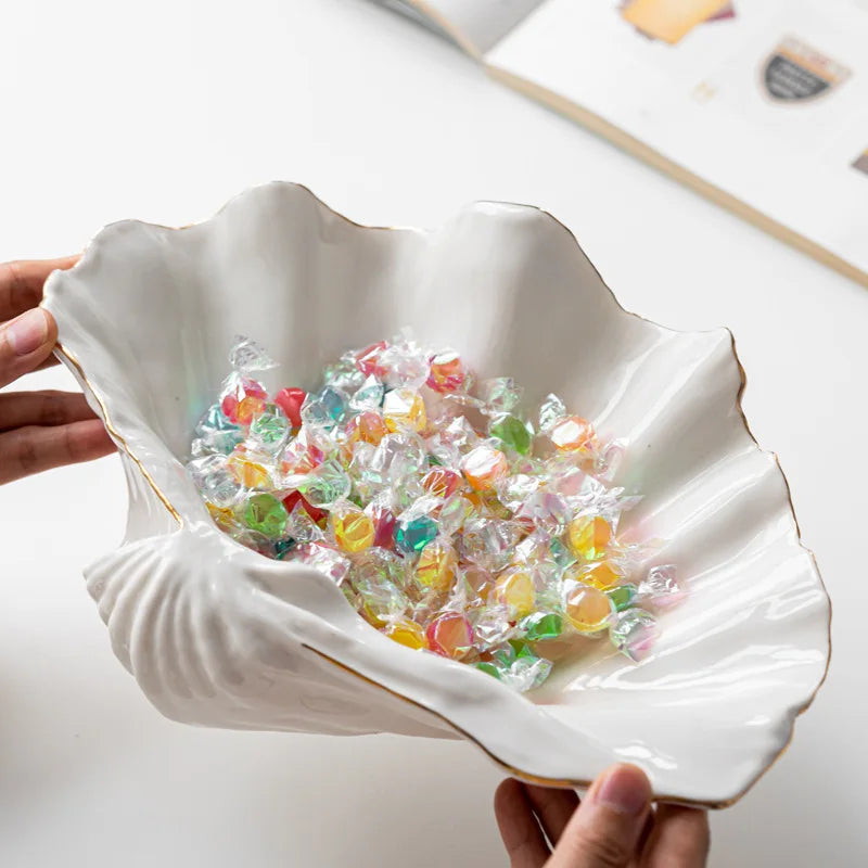 Gold Ceramic Seashell Bowl