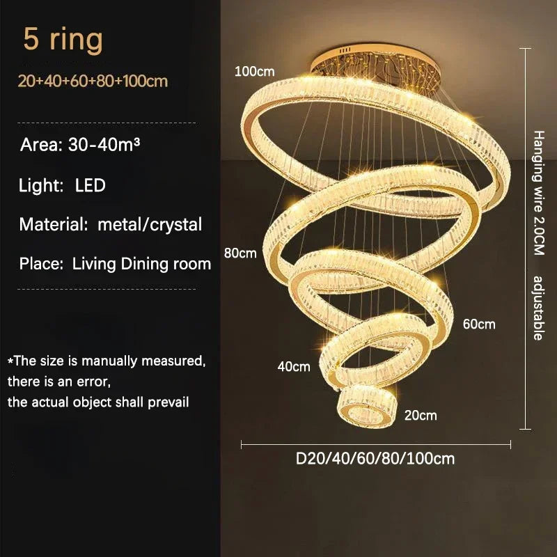 Gold Crystal Halo Chandelier
