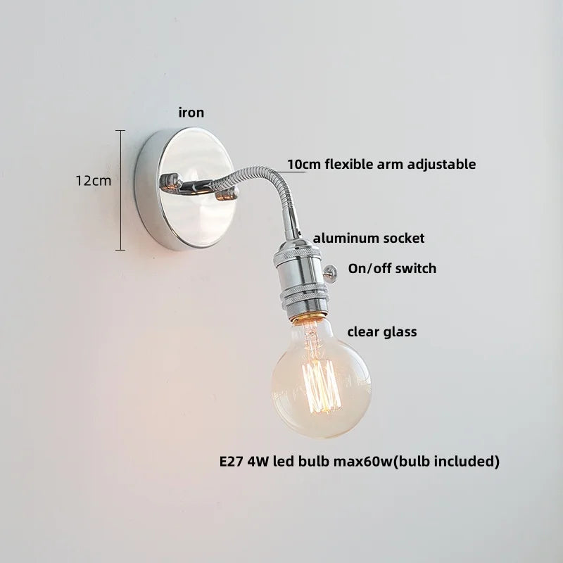 DecorBites™ Adjustable Arm LED Wall Light Fixture with Pull Chain Switch, White Glass