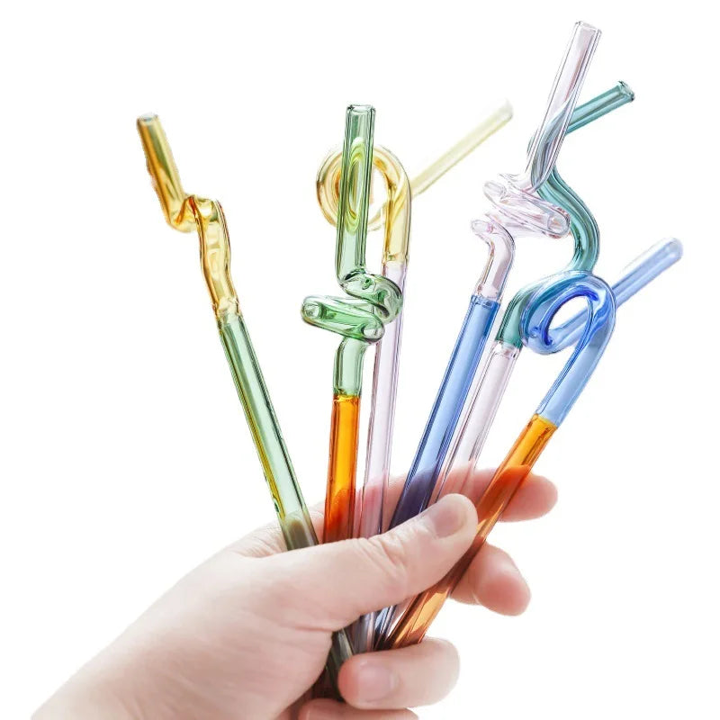 DecorBites™ Glass Flower Handle Stir Bar for Coffee Cocktails Mixology and Home Parties