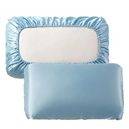 DecorBites™ Imitation Silk Elastic Band Pillowcase Queen King Size Smooth Satin Luxury Bedding