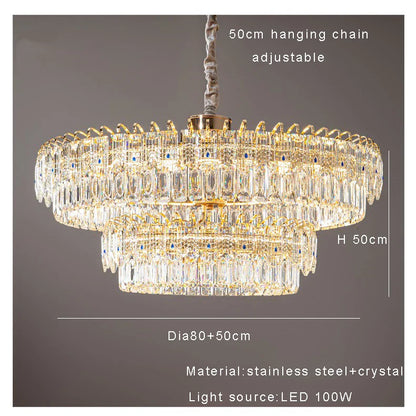 DecorBites™ Double Crystal Ceiling Chandelier: Modern Luxury Home Decoration for Living Room