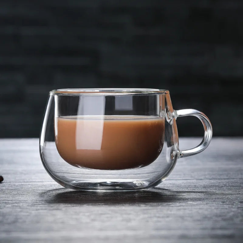 DecorBites™ Double Wall Glass Coffee Cup Espresso Mug Heat Resistant Cocktail Wine Beer Mug