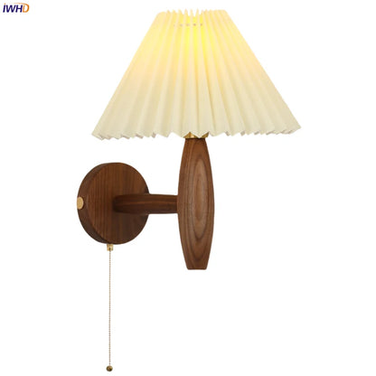 DecorBites™ Cream PVC LED Wall Lamps Japanese Walnut Wood Applique Murale