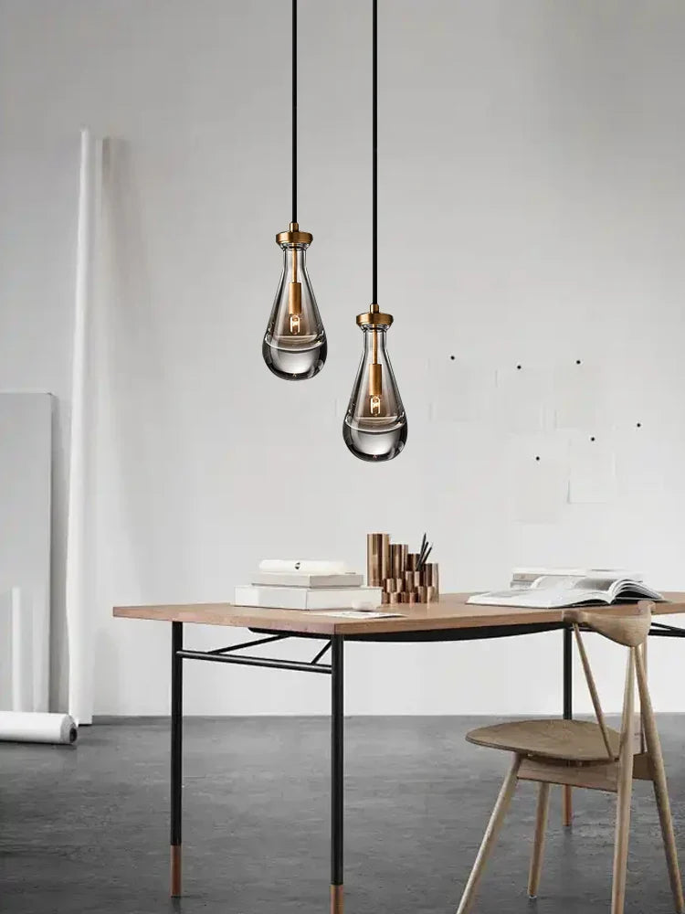 DecorBites™ Crystal Copper Pendant Lights Gold Home Decor Glass Hanging Lamp