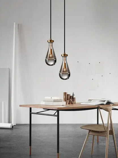 DecorBites™ Crystal Copper Pendant Lights Gold Home Decor Glass Hanging Lamp
