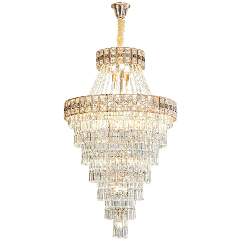 DecorBites™ Duplex Villa Crystal Chandelier: Modern Luxury Staircase Lamp for Elegant Living Rooms