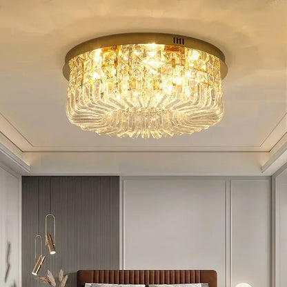 DecorBites™ Gold Crystal Ceiling Chandelier - Modern LED Pendant Lighting for Living & Dining Room