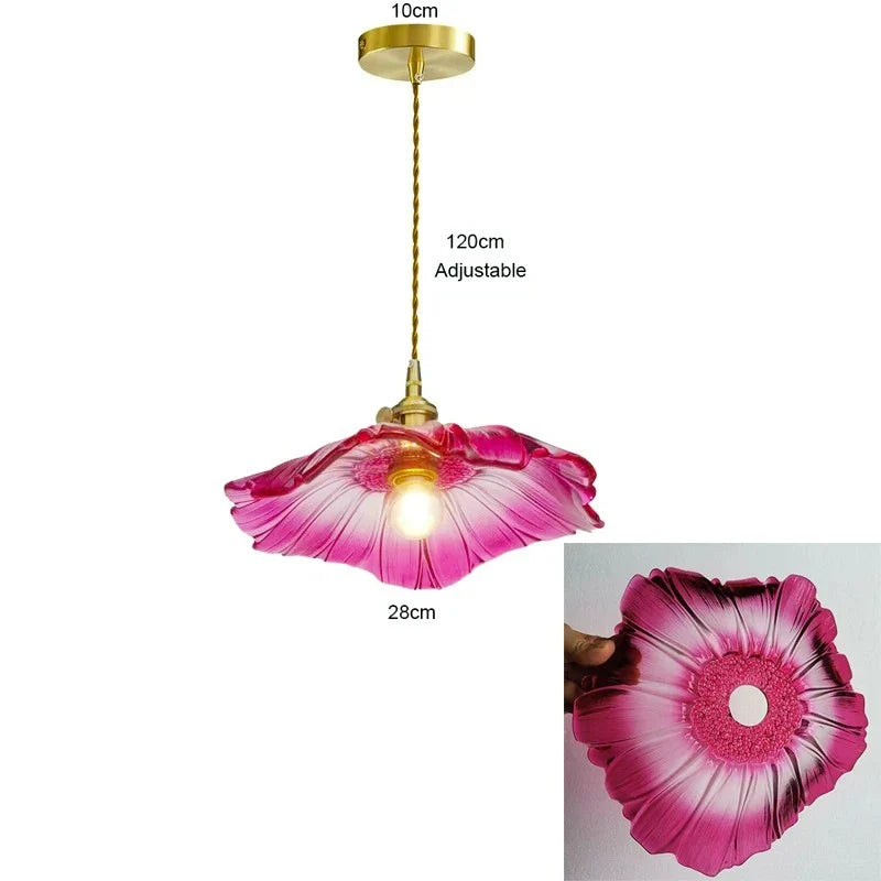 Nordic Vintage Flower Glass Pendant Light