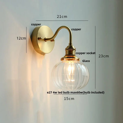 DecorBites™ Crystal LED Wall Sconce Brass Mirror Light Modern Nordic Pull Chain Switch