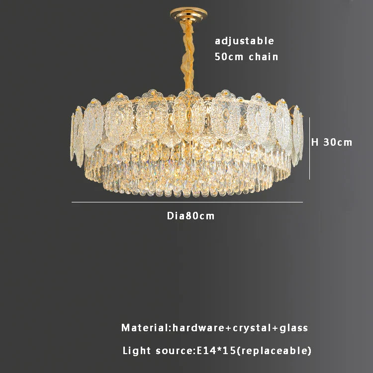Gold Crystal Dining Pendant Round Dia120cm