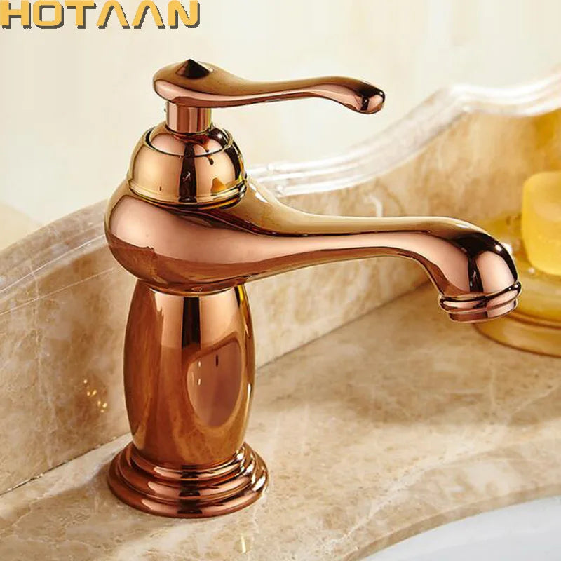 DecorBites™ Gold Brass Bathroom Basin Faucet with Ceramic Mixer Tap