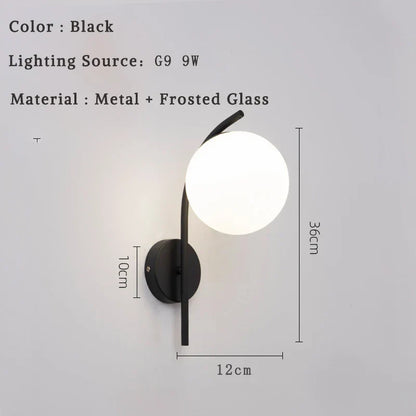 DecorBites™ Glass Ball LED Wall Lamp for Bedroom Living Room Indoor Lighting