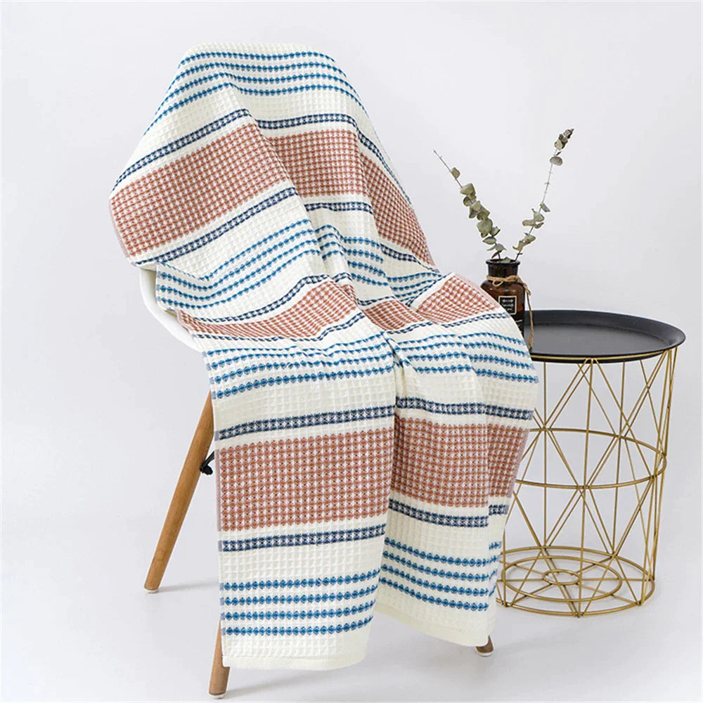 Waffle Stripe Cotton Towel Set