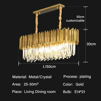 DecorBites™ Crystal Oval Round Chandelier: Luxury Nordic Modern LED Lighting for Home and Bar