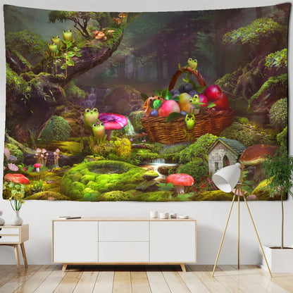 DecorBites™ Little Frog Tapestry Wall Hanging - Forest Psychedelic Art for Kids' Room