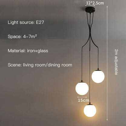 DecorBites™ Glass Ball LED Chandelier, Modern Minimalist Loft Villa Staircase Decor